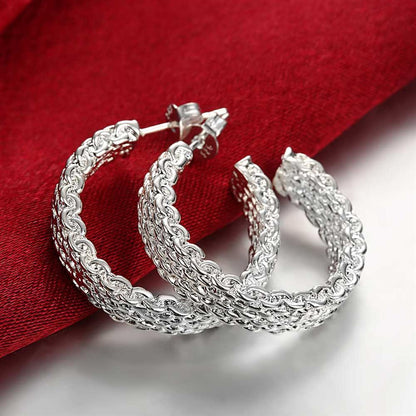 925 Sterling Silver Charm Stud Earrings – Trendy All-Match Party Jewelry for Women