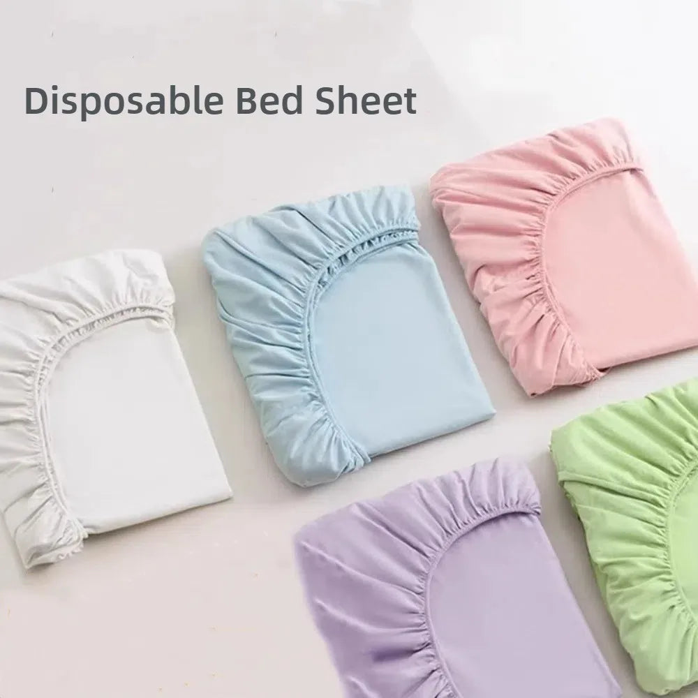Disposable Non-Woven Fitted Sheet with Elastic Bands – Non-Slip Single & Double Bed Mattress Cover