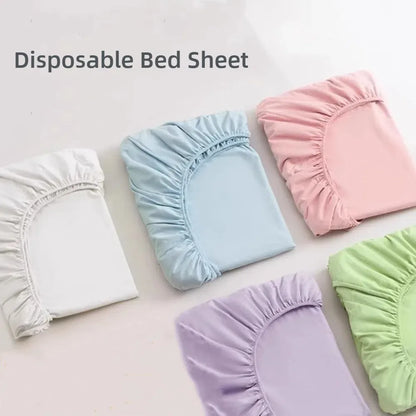 Disposable Non-Woven Fitted Sheet with Elastic Bands – Non-Slip Single & Double Bed Mattress Cover