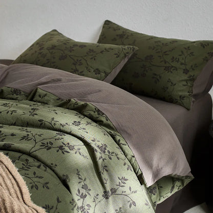 Antique Retro Cotton Bedding Four-Piece Set – Soft Naked-Sleeping Feel Quilt Cover & Bed Sheet