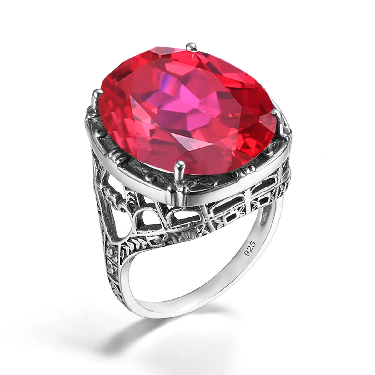 Real 925 Silver Women Amethyst Gemstone Ring Wedding Rings Handmade Processing Victorian Antique Jewelry