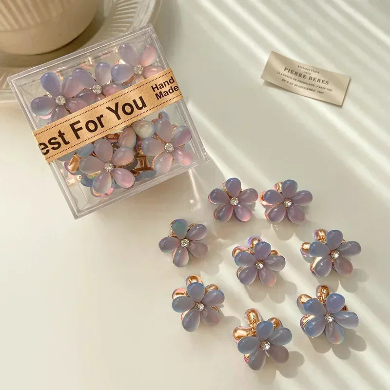 Mini Flower Hair Claw Clips – Colorful Opal Hairpins for Women & Girls (1/10Pcs)