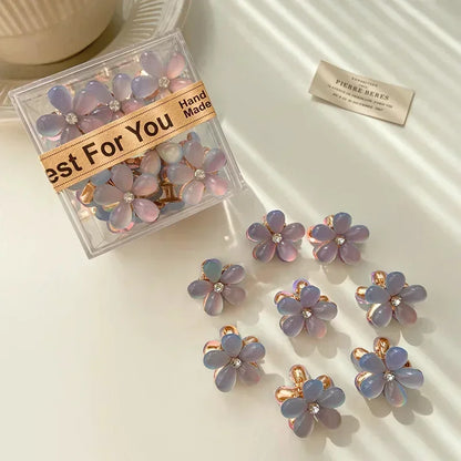Mini Flower Hair Claw Clips – Colorful Opal Hairpins for Women & Girls (1/10Pcs)
