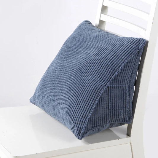 Corduroy Triangle Backrest Pillow 40x36x20cm – Wedge Reading & Support Cushion with Side Pocket for Bed, Sofa & Office