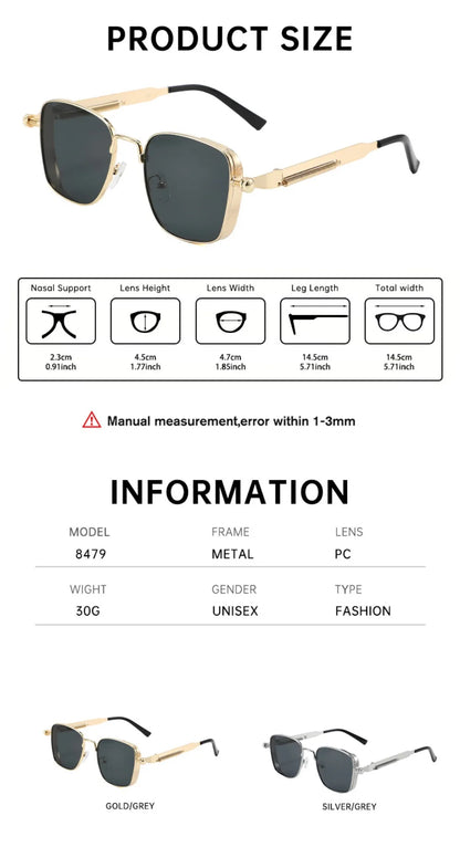 KUIMIM Steampunk Driving Sunglasses – Vintage Metal Frame UV400 Spring Hinge