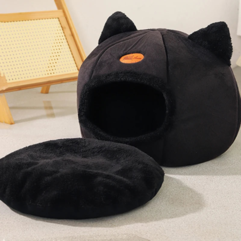 Winter Cozy Cave Bed - Deep Sleep Pet Nest for Cats and Small Dogs
