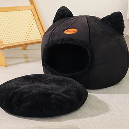 Winter Cozy Cave Bed - Deep Sleep Pet Nest for Cats and Small Dogs - BeeTrendyShop.COM