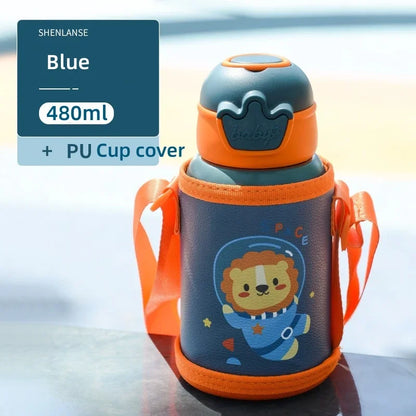Kids Thermos Bottle with Straw – Stainless Steel Children’s Thermal Water Cup