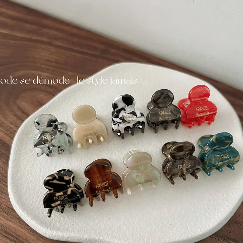 Mini 2cm Acetate Hair Claw Side Pins – Cute Hairpin Set for Girls & Women (2Pcs)