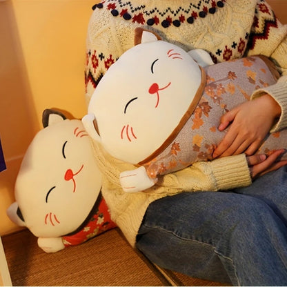 Japanese Lucky Cat Plush Cushion – Dual-Use Sofa Backrest & Car Lumbar Waist Pillow
