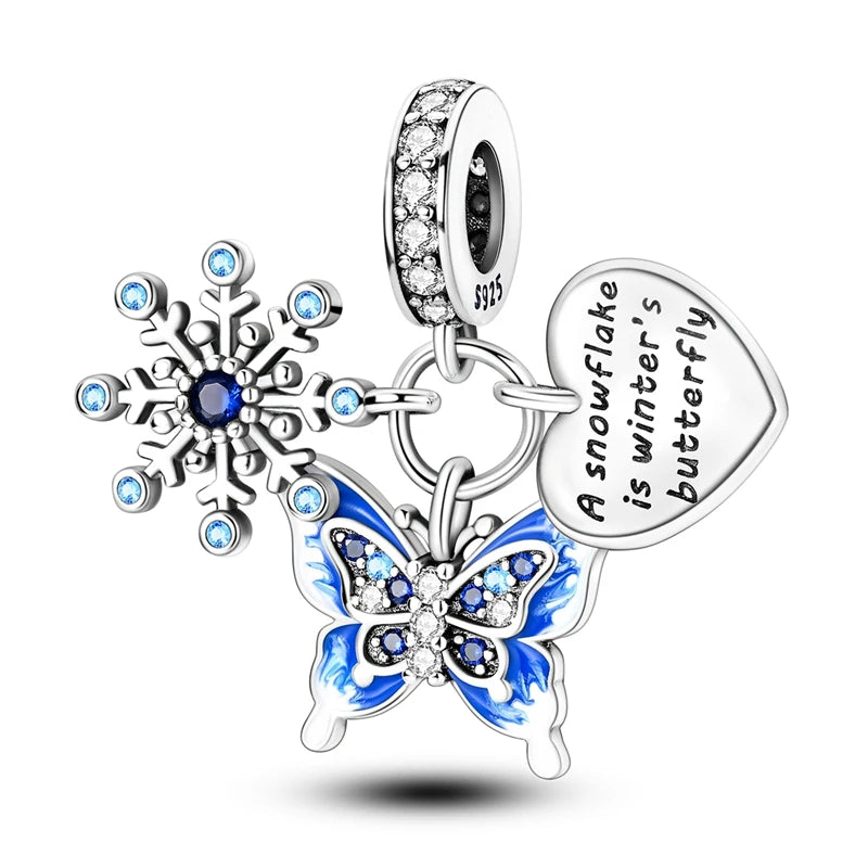 925 Silver Plating Colorful Butterfly Insect Animal Charms Beads Sparkling Zircon Fit Qikaola 925 Original Bracelets DIY Jewelry