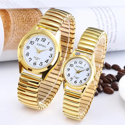 Classic Large Dial Elastic Quartz Fashionable Couple Watch Spring Steel Band Retro Large Digital Student Elderly Watches - BeeTrendyShop.COM