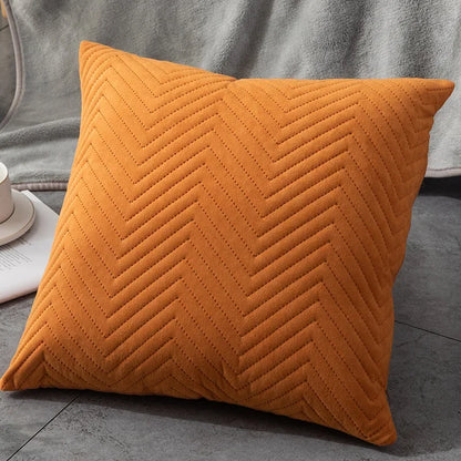 Velvet Plaid Cushion Cover 45x45cm – Embroidered Sofa & Bed Pillowcase