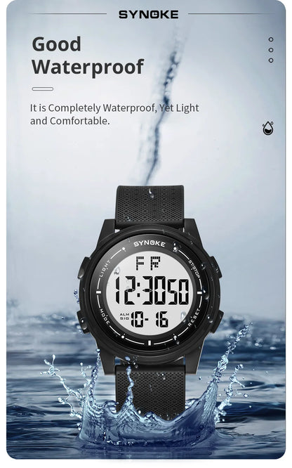 Ultra-Thin Digital Watch – Waterproof, Stopwatch, Wide-Angle Display for Men & Women