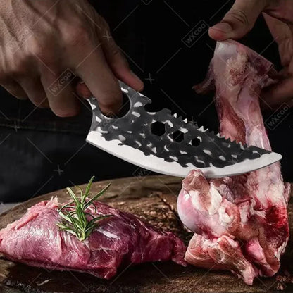 WXCOO Hand Forged Butcher Knife – High Carbon Steel BBQ & Meat Cutting Chef Knife