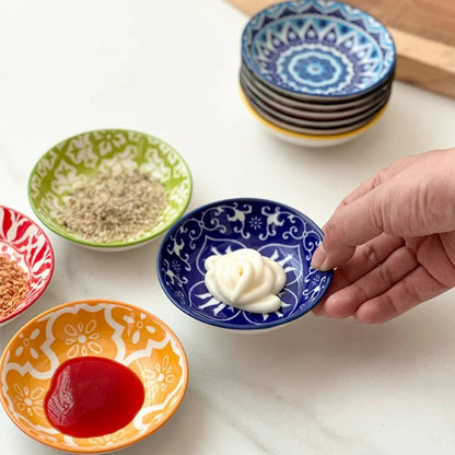 Bohemian Ceramic Sauce & Sushi Dipping Dish – Seasoning Plate for BBQ, Sashimi & Desserts