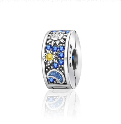 925 Sterling Silver Colorful Butterfly & Cherry Flower Clip Charm Bead – DIY Jewelry