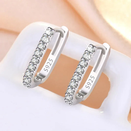 Hot popular 925 Sterling Silver charms Crystal Jewelry Fashion Zircon Circle Hoop Earrings for Woman Lady Wedding Party Gift