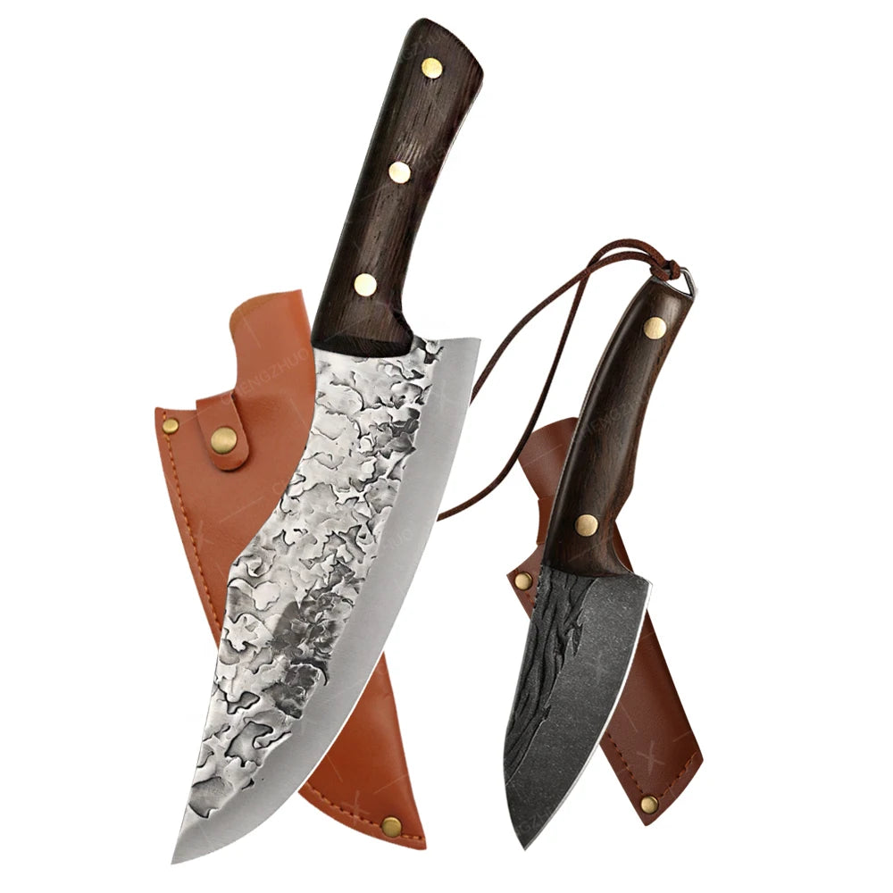 Handmade Forged Meat Cleaver Chef Knives Butcher Boning Knife Kitchen Knives Fishing Knife Fruit Barbecue Knife with Cover