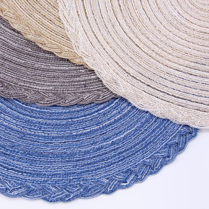 Round Braided Placemats 38cm – Woven Washable Non-Slip Table Mats for Dining | Set of 4