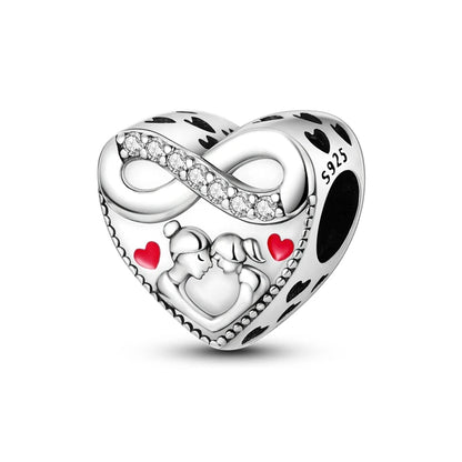 925 Sterling Silver Tree of Life & Peach Heart Charm Bead – Sweet Love DIY Jewelry