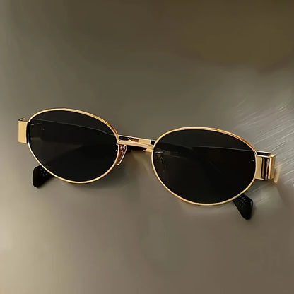 VIGNYBURKE Metallic Oval Sunglasses – High-End Retro Mirror Style for Women