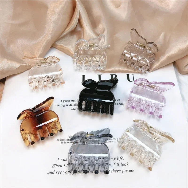 Cute Butterfly Hair Claw Clip – Korean Solid Color Small Barrette for Women
