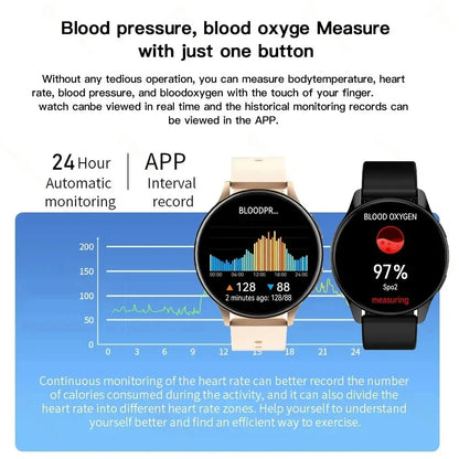 LIGE Smartwatch – Wireless Charging, Bluetooth Calls, Custom Watch Face, Fitness Tracker with Box