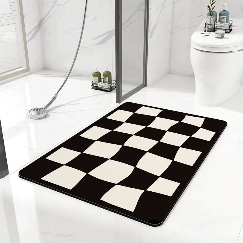 Diatom Mud Bathroom Mat – Nordic Style Anti-Slip Absorbent Toilet Floor Carpet | Soft Diatomite