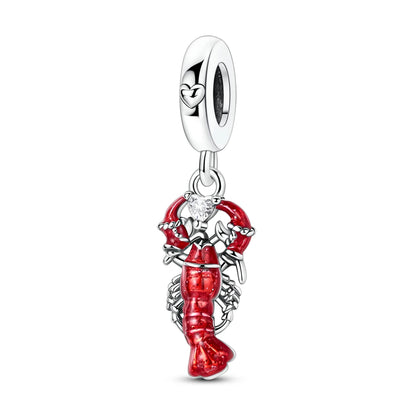 925 Sterling Silver Red Wine, Chili & Dumbbell Charm Bead – Fun DIY Jewelry