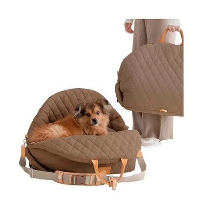 Luxury Pet Carrier Handbag & Car Seat Booster – 3-in-1 Washable Travel Bag for Small Dogs & Cats
