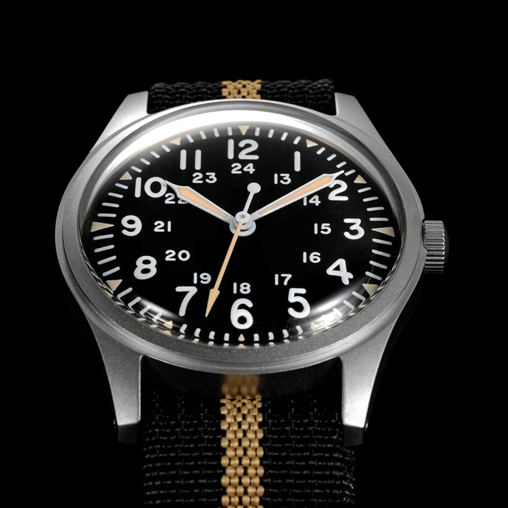 Military Watches for Men 34.5mm Quartz Super 2035 Movement Luminous Retro Wristwatch with Rugged Nylon Band 50m Waterproof - BeeTrendyShop.COM