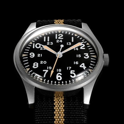 Military Watches for Men 34.5mm Quartz Super 2035 Movement Luminous Retro Wristwatch with Rugged Nylon Band 50m Waterproof - BeeTrendyShop.COM
