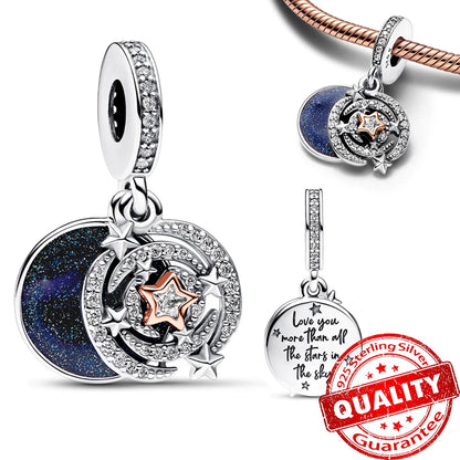 925 Sterling Silver Colorful Sun Moon Stars Dangle Charm – DIY Jewelry