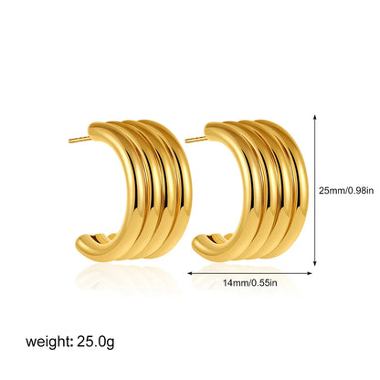 Retro Twist C-Shape Hoop Earrings – Geometric Punk Jewelry for Women