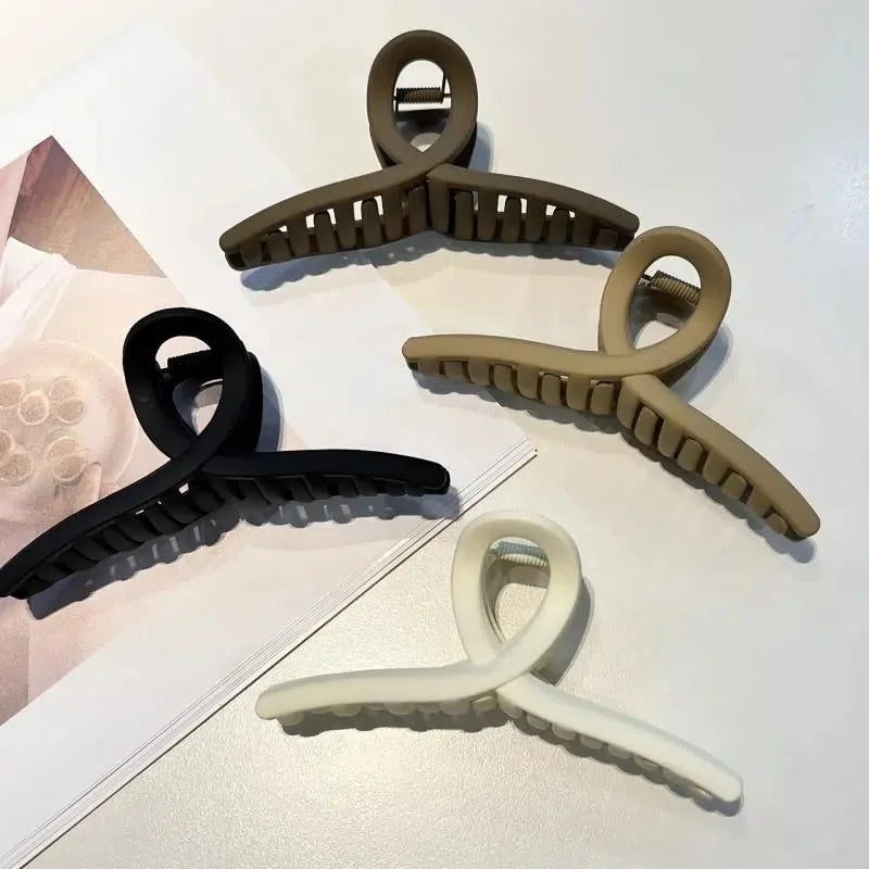 Cross Matte Hair Claw Clip Set – Large Korean Hairgrip for Women (2/4Pcs)