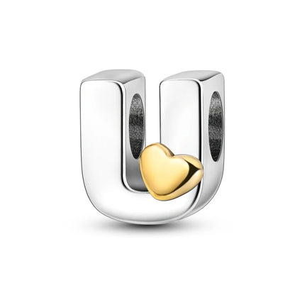 925 Sterling Silver A-Z Letter Charm Beads – Gold Alphabet DIY Birthday Jewelry