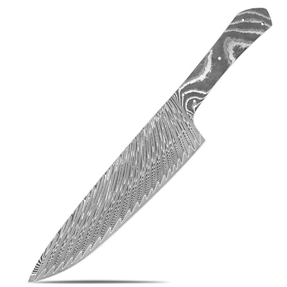 Japanese Damascus Chef Knife Blank – 8-Inch Full Tang Heat Treated DIY Knife Making Material