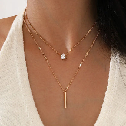 Vintage Layered Pendant Necklace – Women’s Link Chain Fashion Jewelry
