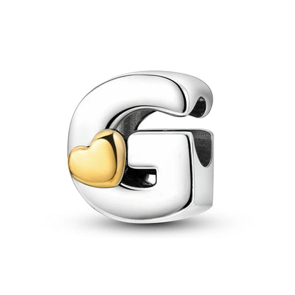 925 Sterling Silver A-Z Letter Charm Beads – Gold Alphabet DIY Birthday Jewelry