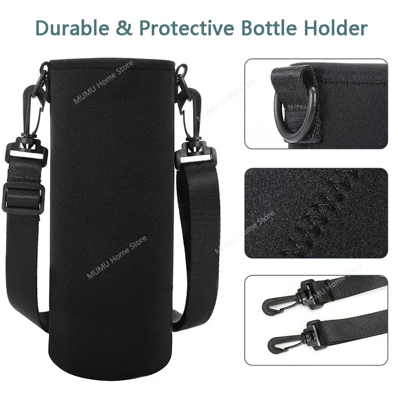 Neoprene Water Bottle Holder Bag 750ML/1000ML/1500ML – Insulated Pouch with Adjustable Strap