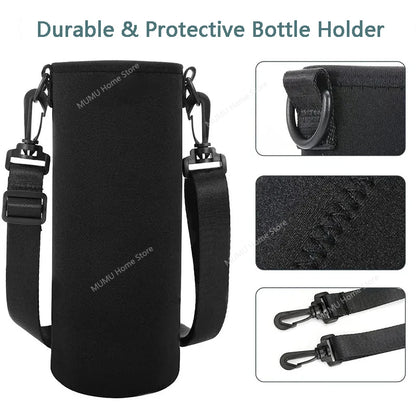 Neoprene Water Bottle Holder Bag 750ML/1000ML/1500ML – Insulated Pouch with Adjustable Strap