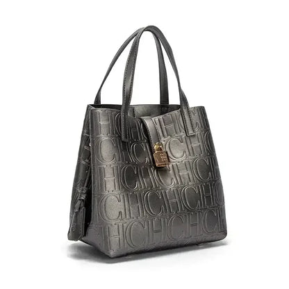 CH Large Capacity Handbag Luxury Brand Temperament Letter Print with Lock Design 2025 Trendy Women's Crossbody Bag - BeeTrendyShop.COM