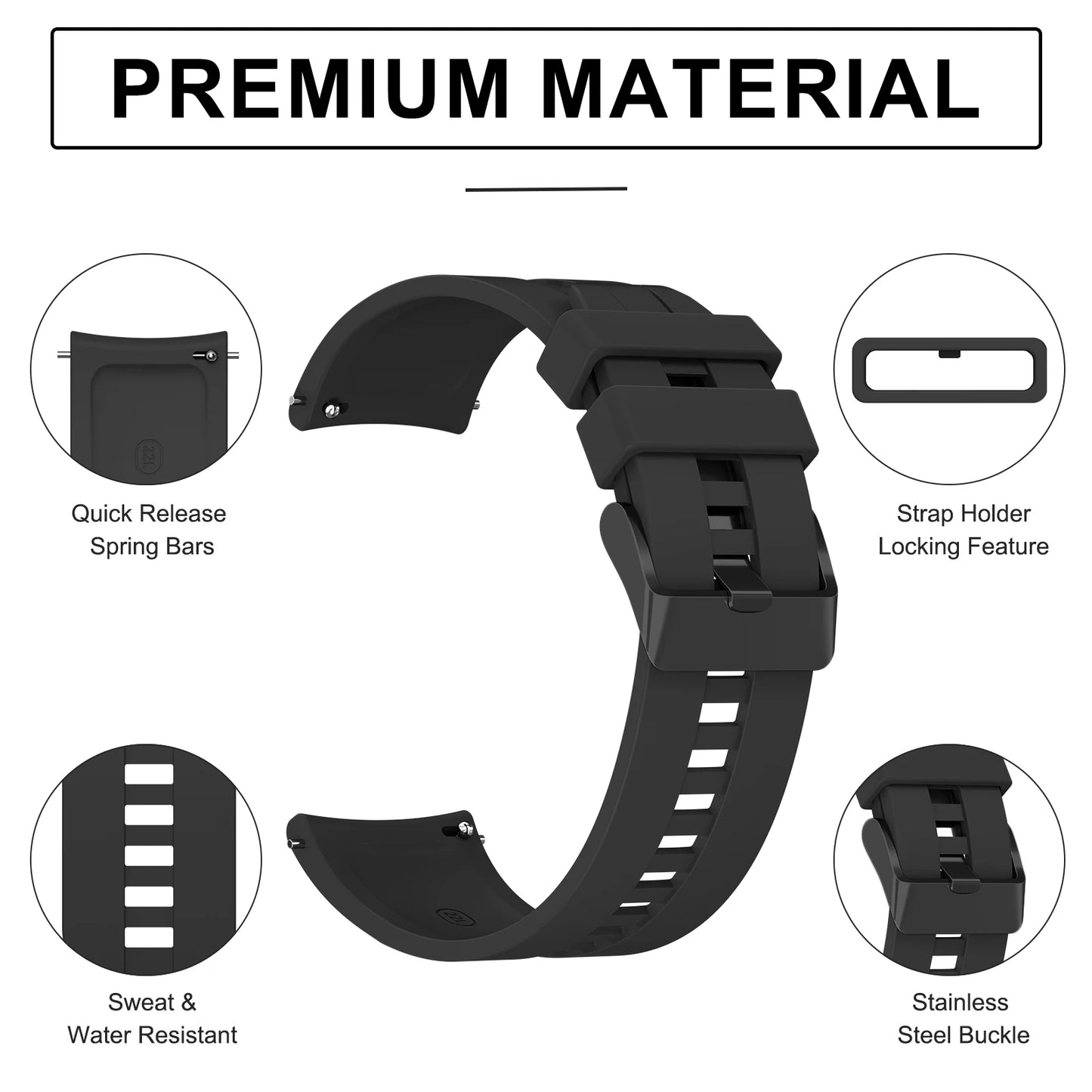 Silicone 22mm Watch Band For Huawei GT1 GT 2 46mm Strap Wristband For Polar Grit X / Vantage M Bracelet Watchband Replacement