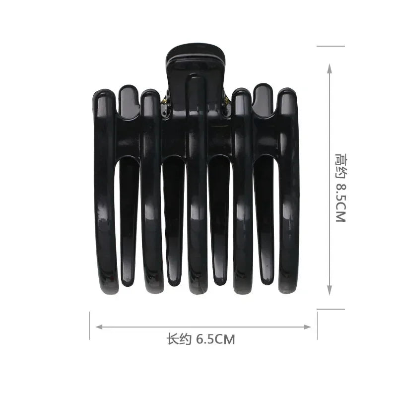Simple Black Ponytail Hair Claw Clip – Korean Acrylic Barrette for Women