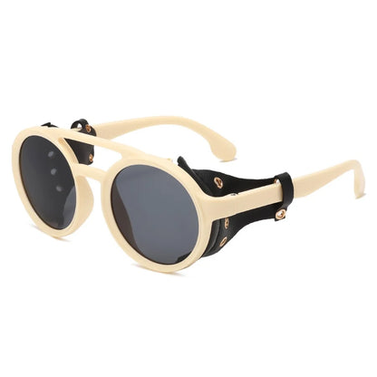 Retro Vintage Round Sunglasses – UV400 Leather Goggles Anti-Wind Unisex 8 Colors