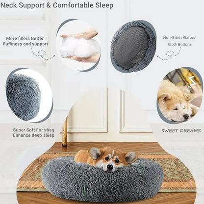 40-90cm Round Plush Pet Bed - Winter Warm Dog & Cat Bed for Medium-Large Pets - BeeTrendyShop.COM
