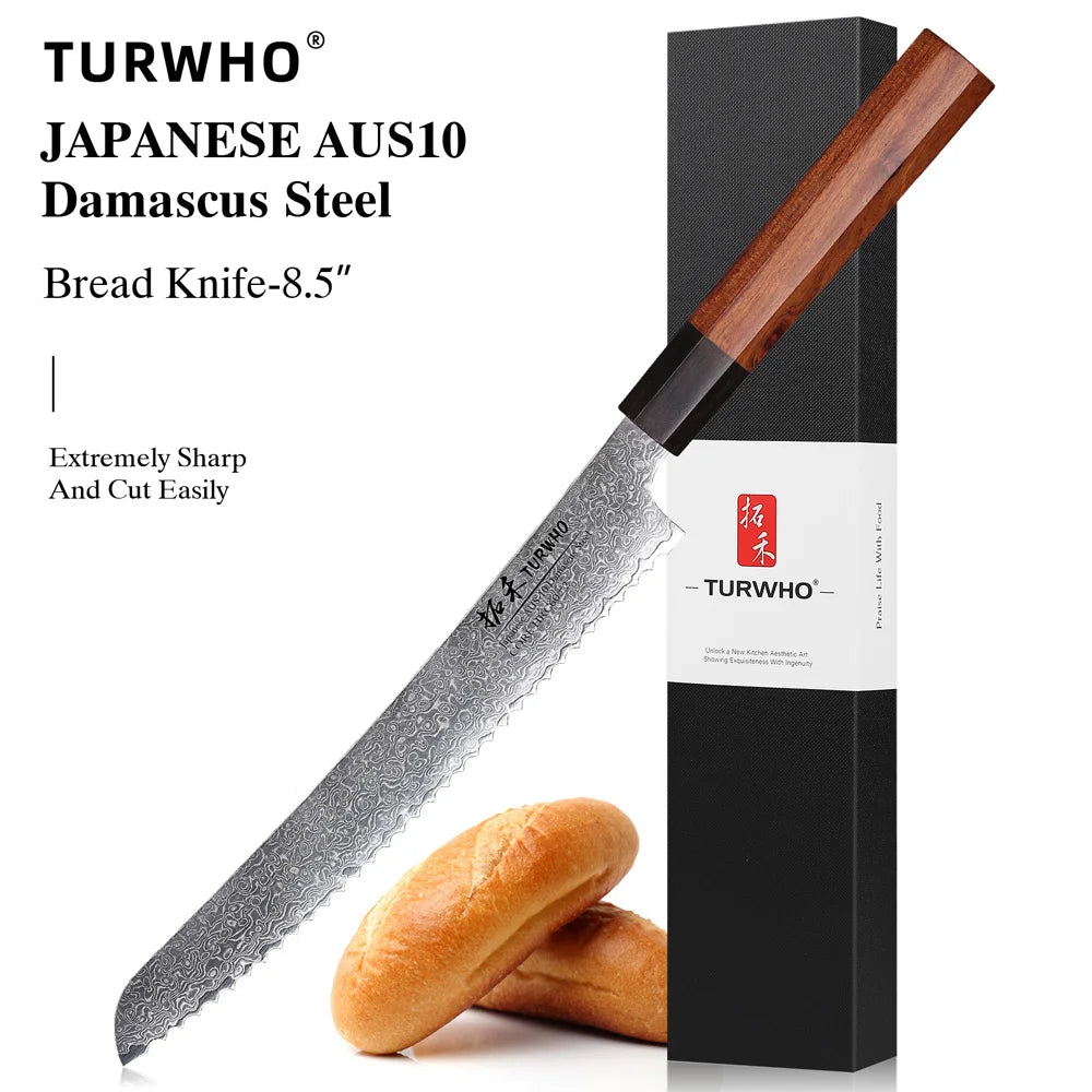 TURWHO Hand Forged Japanese Damascus Steel Chef Knife – Santoku, Sashimi & More