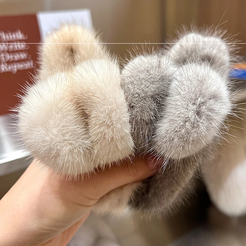 Faux Fur Ponytail Hair Claw Clip – Fluffy Shark Clip for Women & Girls