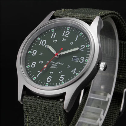 1pc / lot Cheap Watches For Men Fashion Nylon Band Military Army Sports Date Quartz Watch Erkek Barato Saat Reloj Hombre Black - BeeTrendyShop.COM